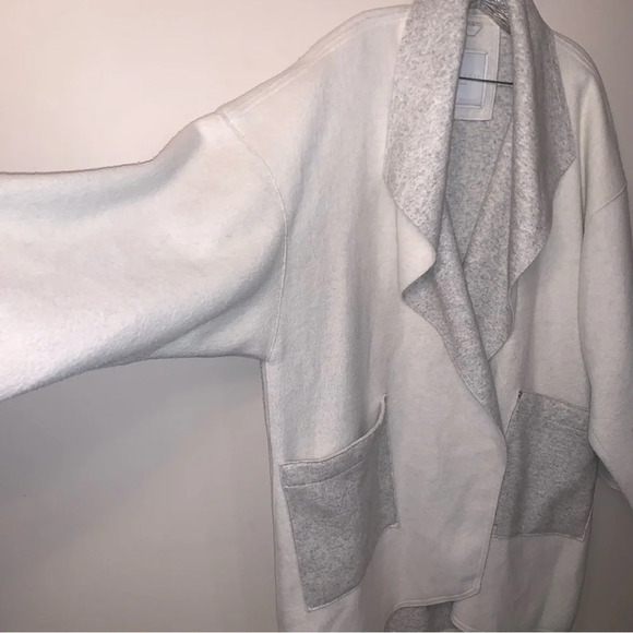 Sosken Cardigan Coat Oversized Open Front Grey Bone Draped XL - Picture 9 of 15